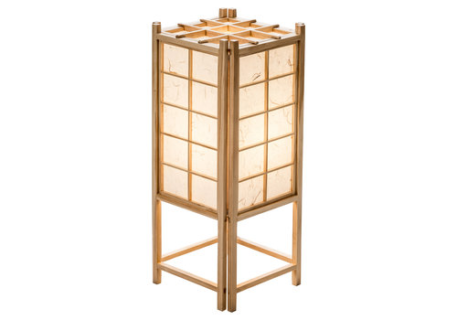 Fine Asianliving Japanische Lampe Holz und Shoji Reispapier Natur - Tatamilite B19xT19xH45.5cm