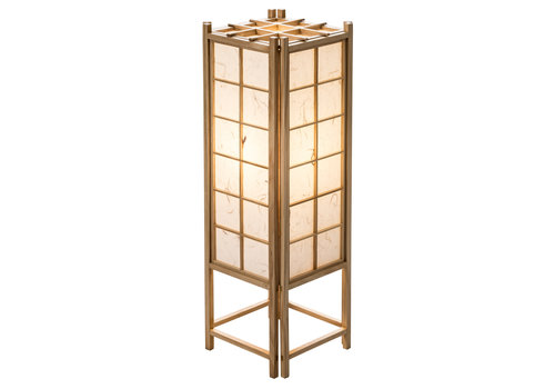 Fine Asianliving Japanische Lampe Holz und Shoji Reispapier Natur Groß - Tatamilite B19xT19xH58cm