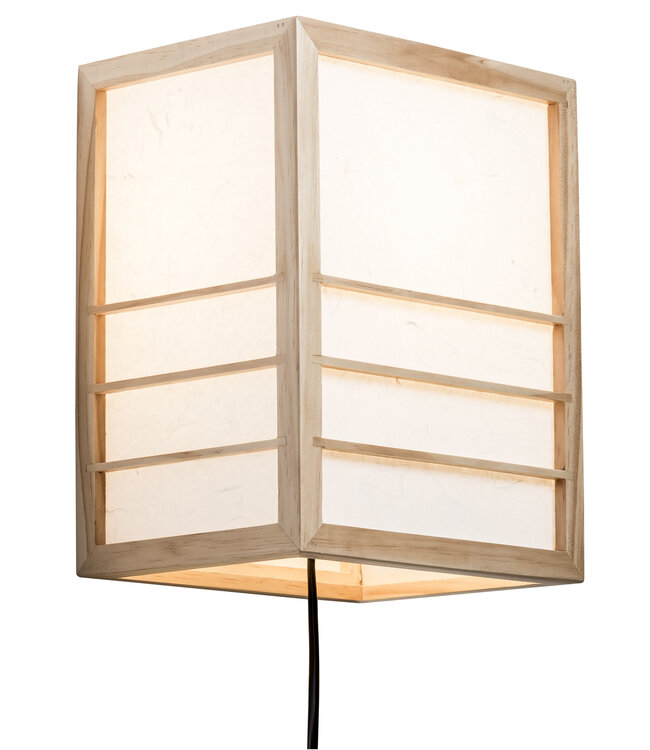 Lampada da Parete Giapponese in Legno e Carta Shoji Naturale - Nikko L20xP15xA25cm