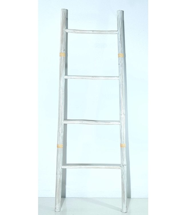 Echelle Bambou Blanc 45x150cm Fabriquée à la Main en Thailande