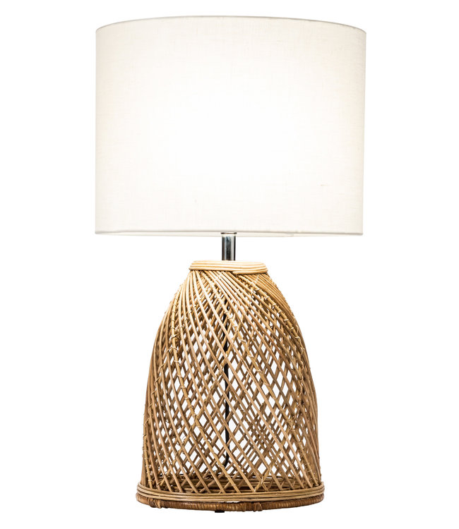 Lampe de Table en Osier avec Tissé Jute Ombre D.35xH54cm