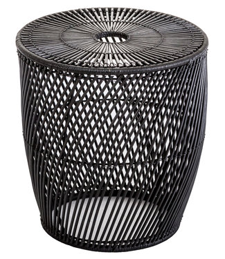 Fine Asianliving Side Table Wicker Abaca Handwoven Black D40xH44cm - Sogo