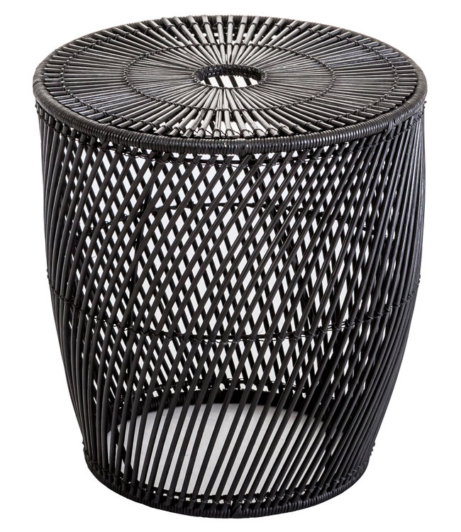 Side Table Wicker Abaca Handwoven Black D40xH44cm - Sogo