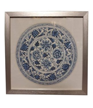 Fine Asianliving Dipinto Cinese Con Cornice Piatto in Porcellana Cinese Blu Bianco L35xP3xA35cm