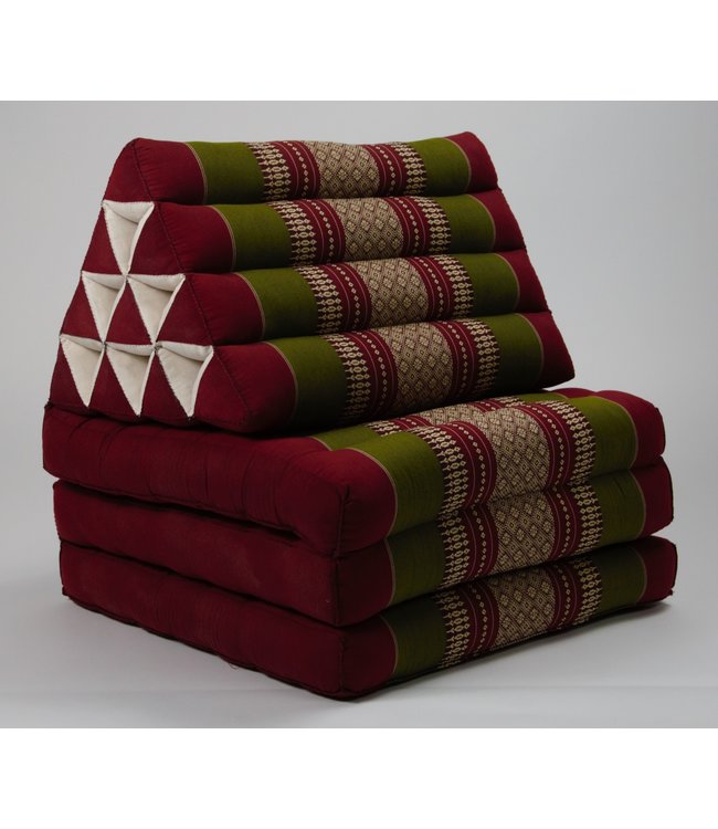 Thai Mattress Triangle Cushion Headrest 3-Fold Meditation Mat Lounge Kapok Burgundy Green