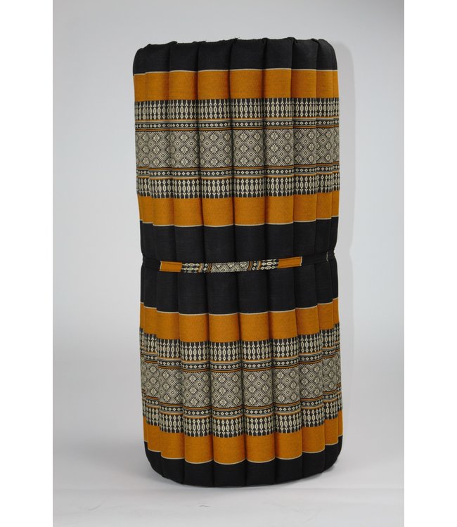 Thai Mat Rollable Mattress 190x78x4.5cm Mat Cushion Black Orange