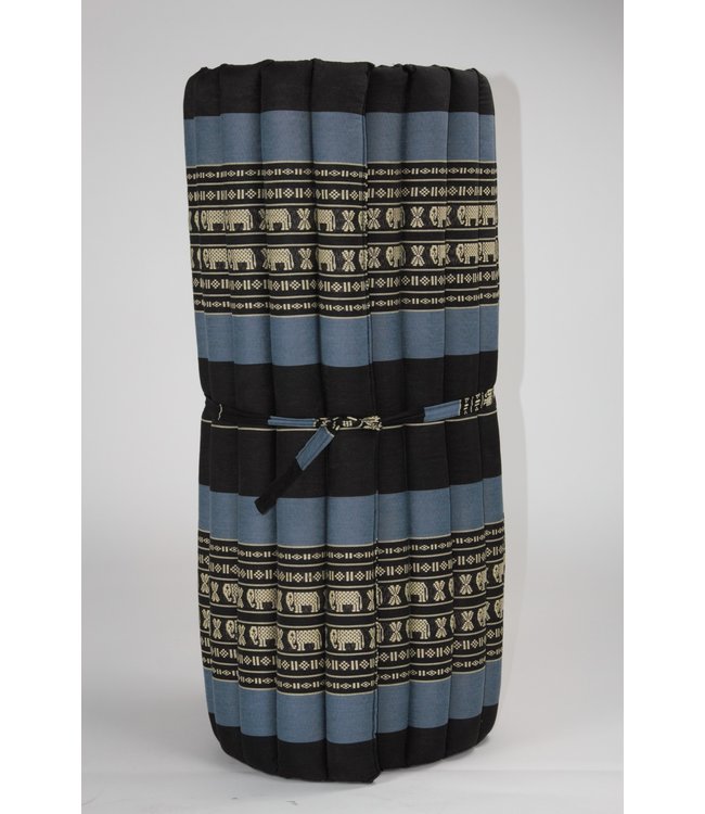 Thaise Mat Oprolbaar Matras 190x78x4.5cm Zwarte Olifanten