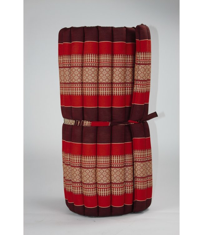 Matelas Thaï Enroulable en Coton et Kapok 200x77x4.5cm Rouge
