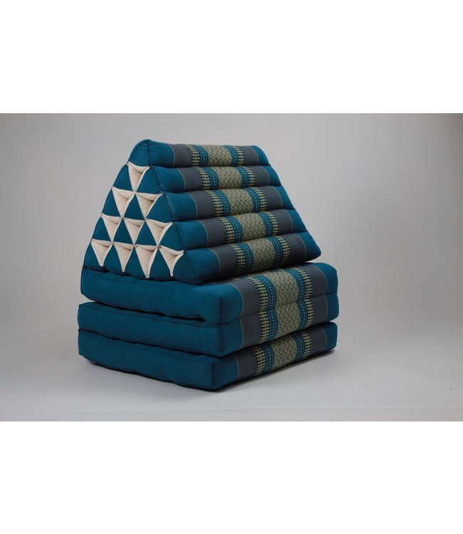 Thai Mattress Triangle Cushion Headrest 3-Fold Meditation Mat Jumbo Seat Kapok XL Blue