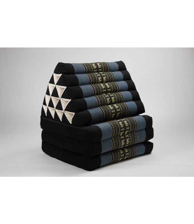 Cuscino Materasso Thailandese Triangolare 54x180x6cm XL Kapok Nero Elefanti