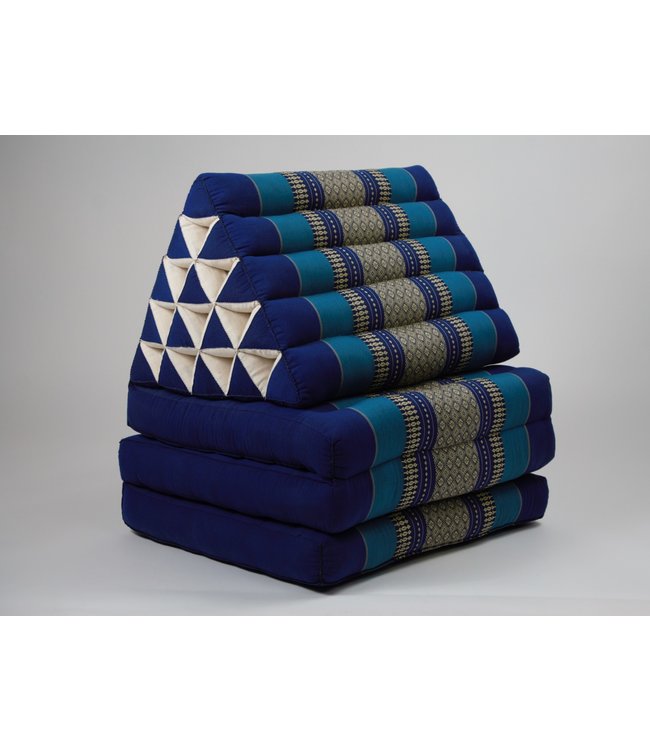 Colchón Tailandés de 3 Pliegues con Cojín Triangular Plegable 54x180x6cm XL Océano Azul
