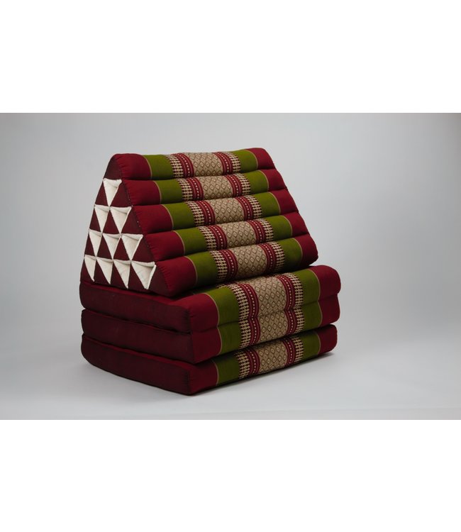 Coussin Thaïlandais Triangulaire Matelas 3 Parties XL 54x180x6cm Rouge Vert