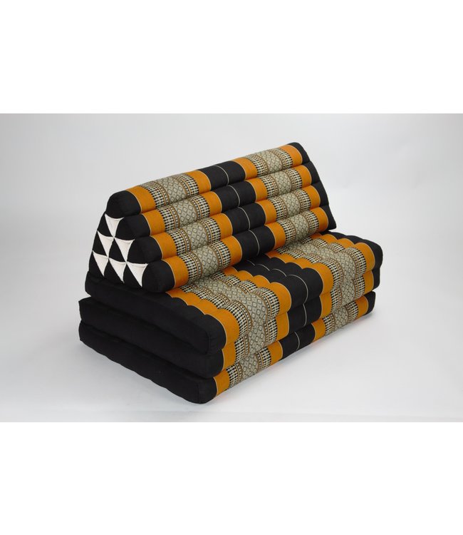 Coussin Thaïlandais Triangulaire Matelas 3 Parties XXXL 80x190x7cm Noir Orange