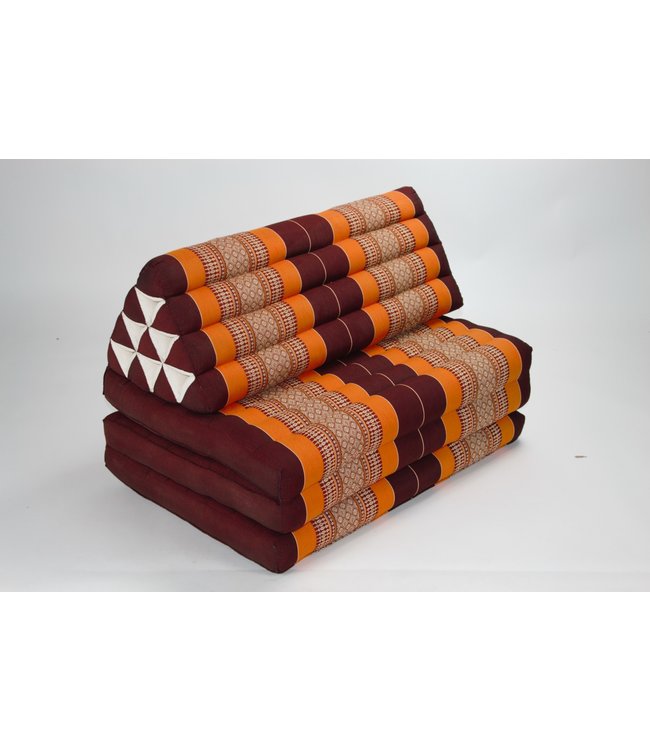 Thaikissen Dreieckskissen 3 Auflagen XXXL Kapok 80x190x7cm Burgunderrot Orange