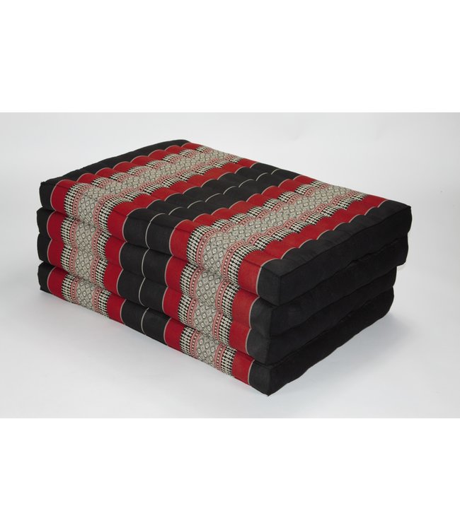 Matelas Thaï Pliable en Coton et Kapok XXXL - 80x200cm - Noir Rouge