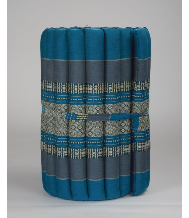 Matelas Thaï Enroulable en Coton et Kapok - 50x190cm - Bleu Ciel