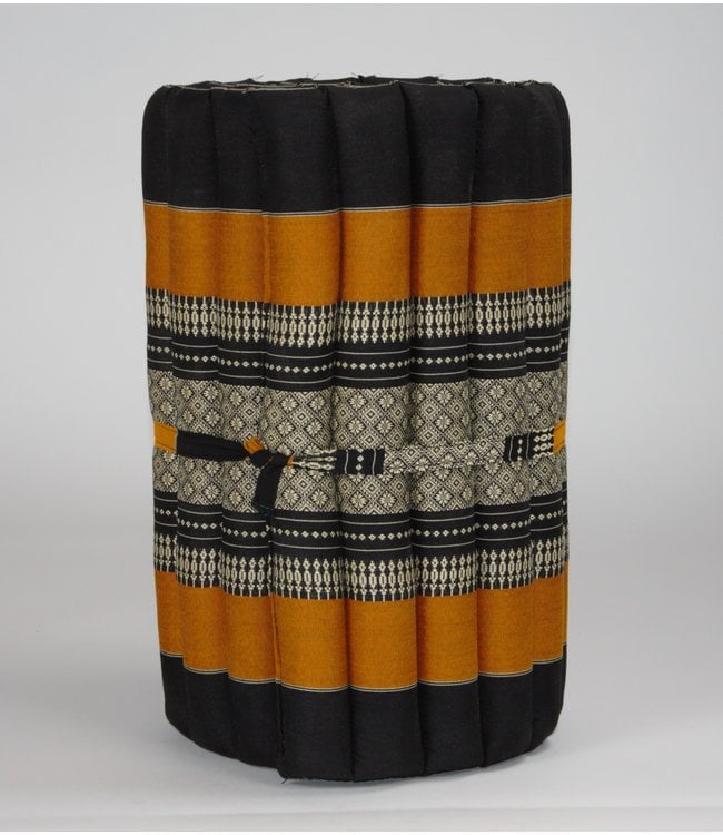 Thaimatte Rollbar Kapokfüllung 190x50x4.5cm Schwarz Orange