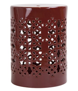 Fine Asianliving Taburete de Cerámica Geo Rojo Burdeos hecho a mano D33xH46cm