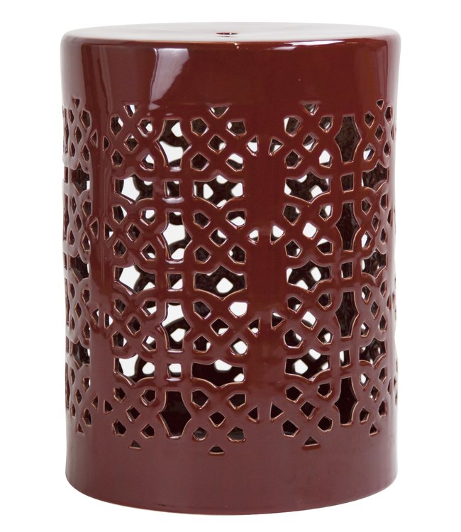 Taburete de Cerámica Geo Rojo Burdeos hecho a mano D33xH46cm