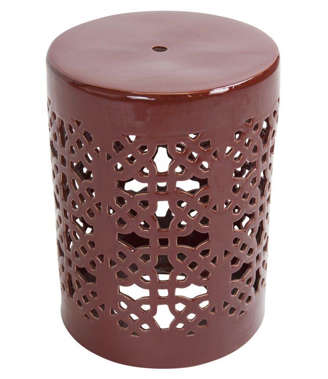 Keramische Kruk Geo Bordeaux Rood Handgemaakt D33xH46cm