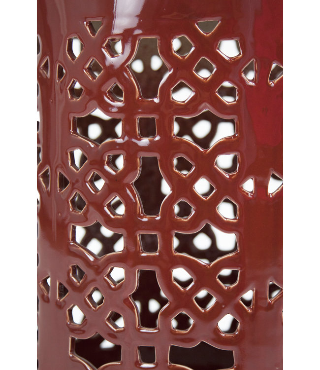 Keramische Kruk Geo Bordeaux Rood Handgemaakt D33xH46cm