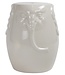 Tabouret Céramique éléphant Blanc Fait Main D33xH46cm