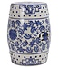 Keramik Hocker Blau Weiß Handbemalt D33xH46cm