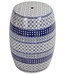 Keramische Kruk Blauw Wit Geo Patronen Handgemaakt D33xH46cm