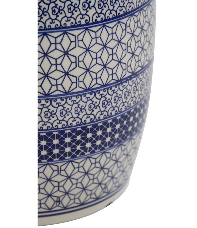 Tabouret Céramique Chinois Porcelaine Bleu Blanc Fait Main D33xH46cm