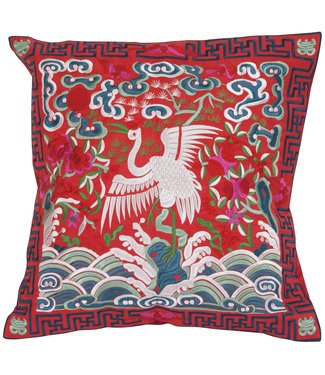 Fine Asianliving Cuscino Cinese Gru Rossa 45x45cm