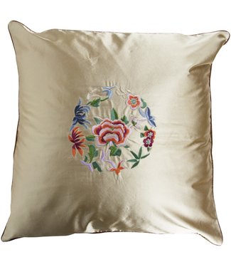 Fine Asianliving Chinese Cushion Cover Flowers Beige 45x45cm Without Filling