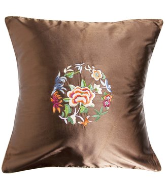 Fine Asianliving Chinese Kussen Bruin Bloemen 45x45cm