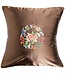 Coussin Chinois Brun Fleurs 45x45cm