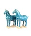 Chinese Horse Tang Dynasty Terracotta Pottery Handmade Blue Set/2 W8xD14H26cm