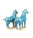 Chinese Horse Tang Dynasty Terracotta Pottery Handmade Blue Set/2 W8xD14H26cm