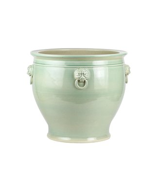 Fine Asianliving Chinese Pot Mint Temple Guardian Lions Ceramic Porcelain W43xH42cm