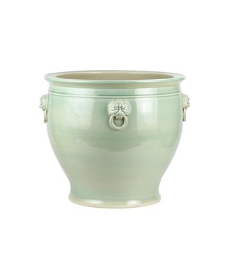 Fine Asianliving Pot en Céramique Chinois Lion Gardien Chinois Menthe L43xH42cm