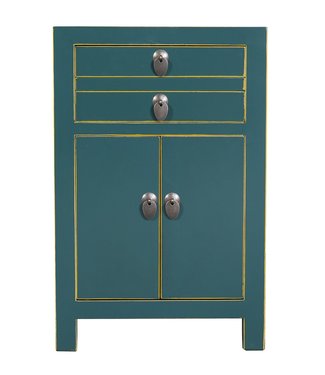 Fine Asianliving Chinese Bedside Table Teal W40xD32xH60cm