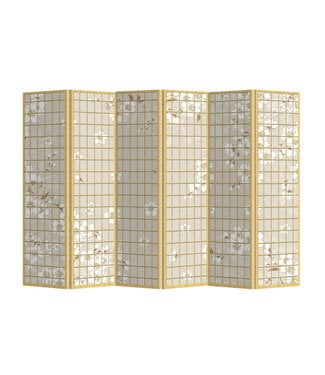 Fine Asianliving Paravent Japonais L240xH180cm 6 Panneaux Fleur de Cerisier Blanc