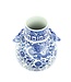 Vaso Cinese in Ceramica Porcellana Cervi Drago Blu e Bianco D24xA29cm