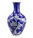 Chinese Vaas Porselein Bloesems Handgeschilderd Marineblauw D19xH35cm