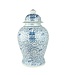 Chinesische Vase mit Deckel Blau Weiß Porzellan Handbemalt Doppeltes Glück D31xH52cm