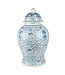Tarro de Jengibre Chino Porcelana Doble Suerte Azul y Blanco D.31 x Alt.52 cm