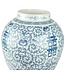 Chinese Gemberpot Happiness Handgeschilderd Blauw-Wit D31xH52cm