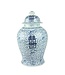 Tarro de Jengibre Chino Porcelana Doble Suerte Azul y Blanco D.31 x Alt.52 cm