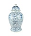 Chinese Gemberpot Happiness Handgeschilderd Blauw-Wit D24xH42cm