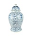 Tarro de Jengibre Chino Porcelana Doble Suerte Azul y Blanco D.24 x Alt.42 cm