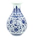 Vaso Cinese in Ceramica Porcellana Loto Blu e Bianco D20xA31cm