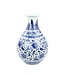 Chinese Vaas Porselein Lotus Handgeschilderd Blauw-Wit D20xH31cm