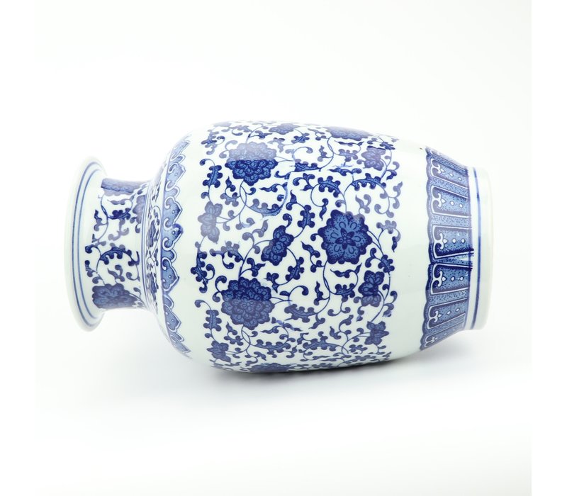 Chinesische Vase Porzellan Lotus Blau Weiß D19xH30cm